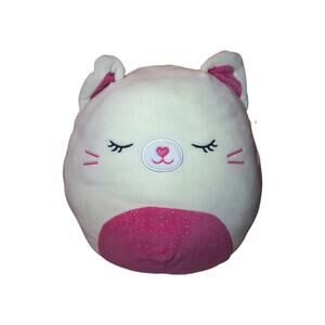Squishmallows Carmen the Cream Cat Kitty 8” Plush Soft Pink White Plushy Sparkle